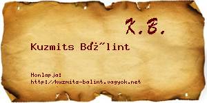 Kuzmits Bálint névjegykártya